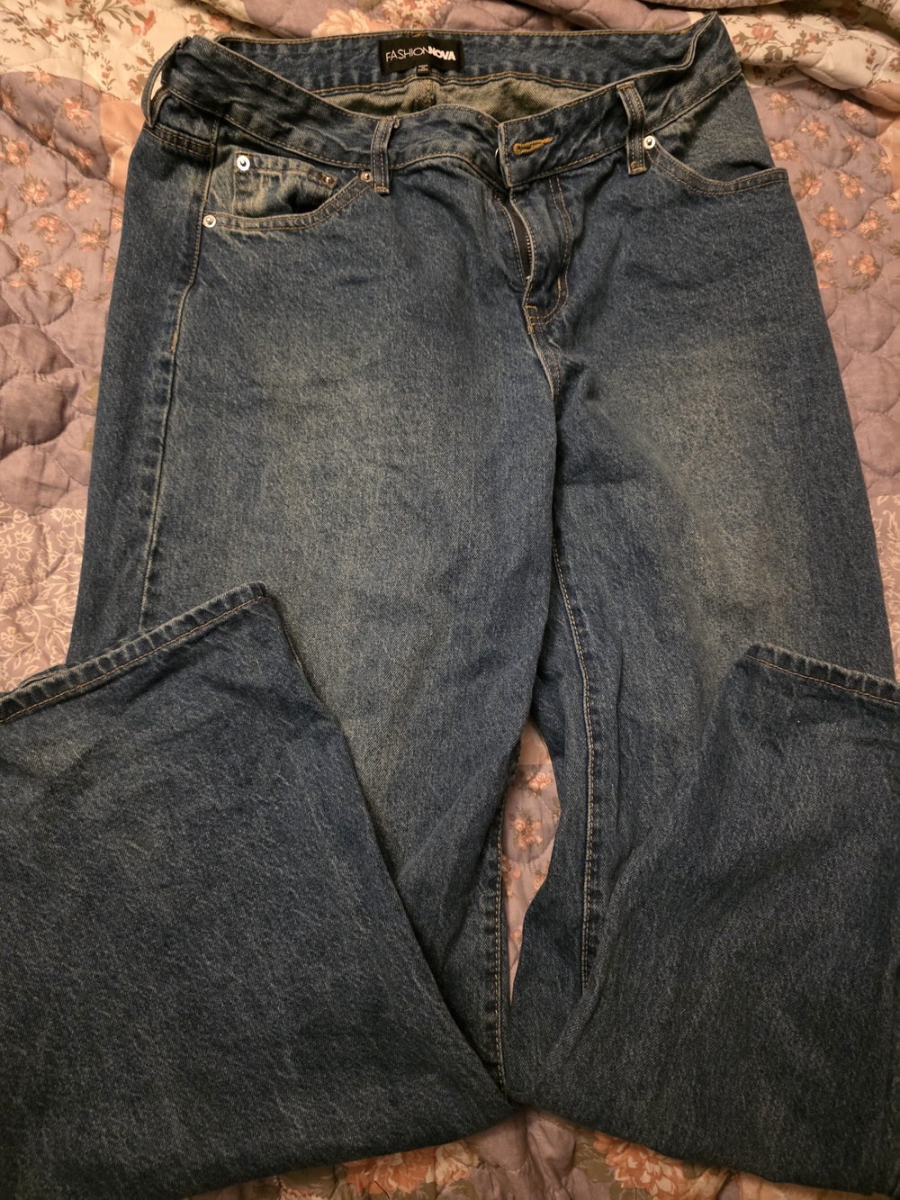 Fashion Nova Size 11 Medium Blue Baggy Fit Jeans Super Cute!
